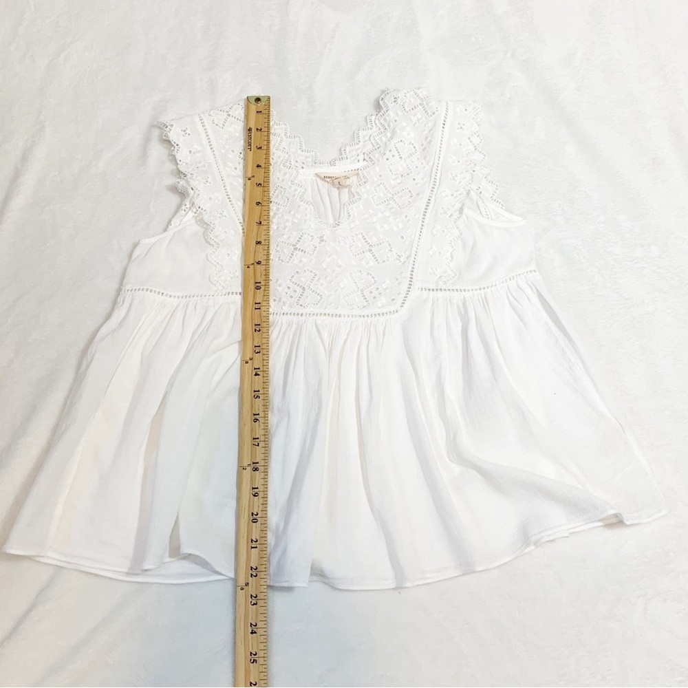 Rebecca Taylor White Embroidered Lace Ruffle 100% Cotton Romantic White Top - Picture 10 of 10